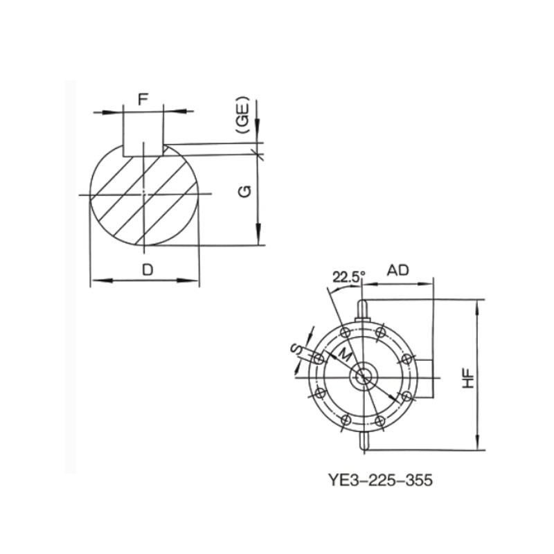立式安裝、機(jī)座不帶底腳、端蓋上有凸緣的電動(dòng)機(jī)